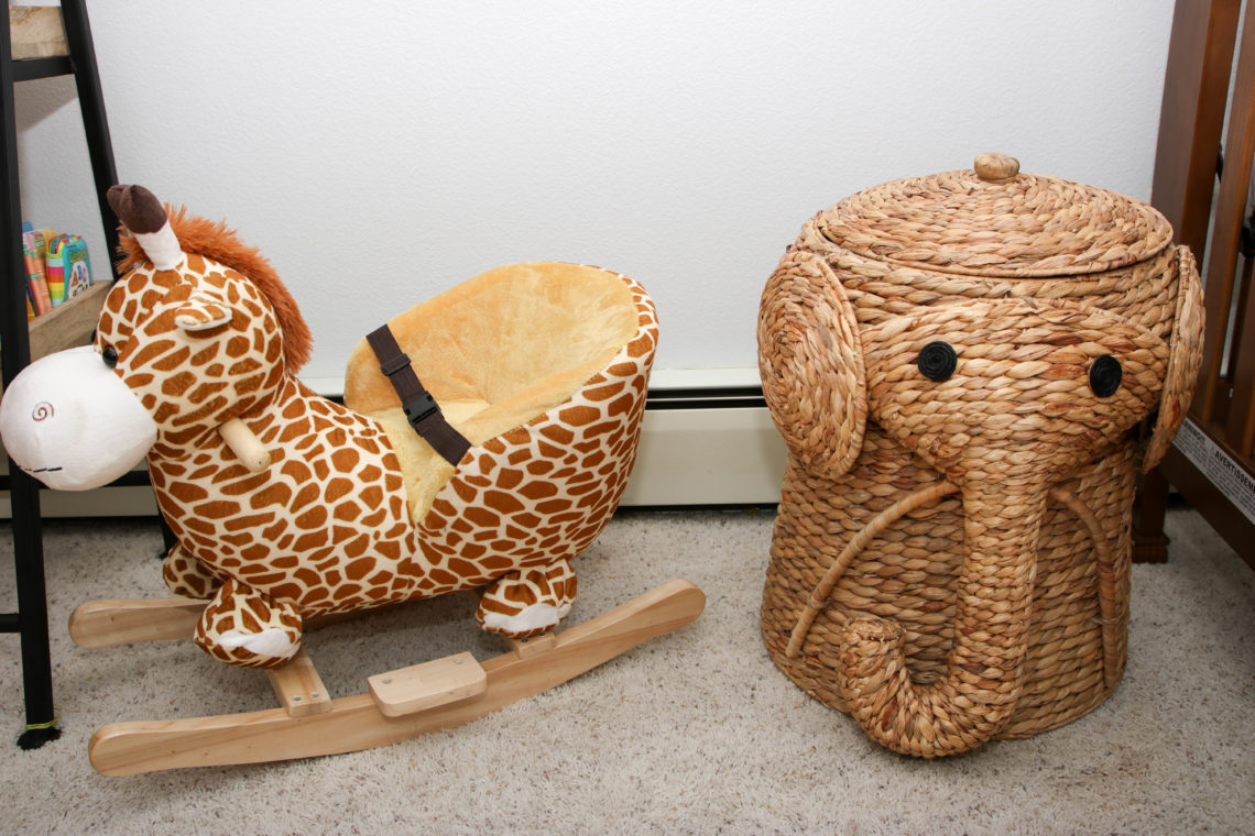 for the love of glitter, giraffe rocker, elephant hamper