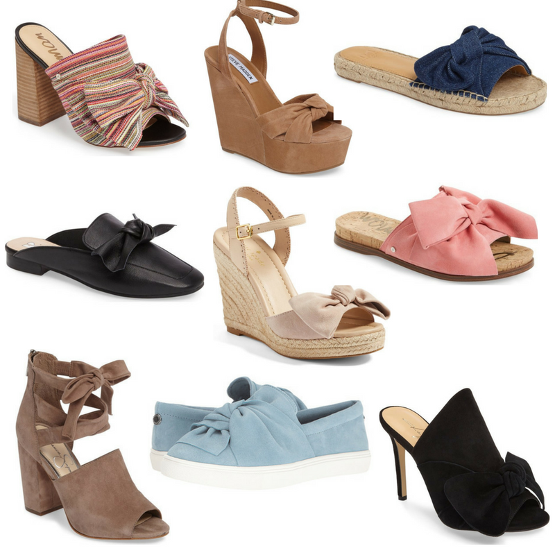 bow flats, bow heels, bow wedges, bow shoes