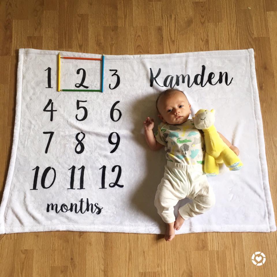 for the love of glitter, month blanket, 2 months old, baby boy
