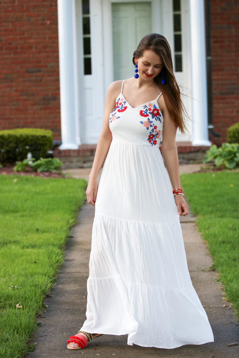 for the love of glitter, embroidered maxi dress, maxi dress, beach look
