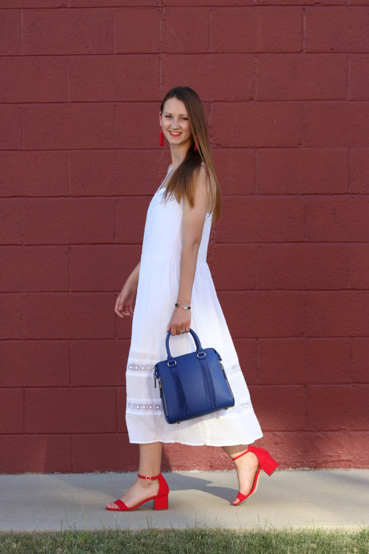 for the love of glitter, white eyelet dress, 4th of July style, women's fashion