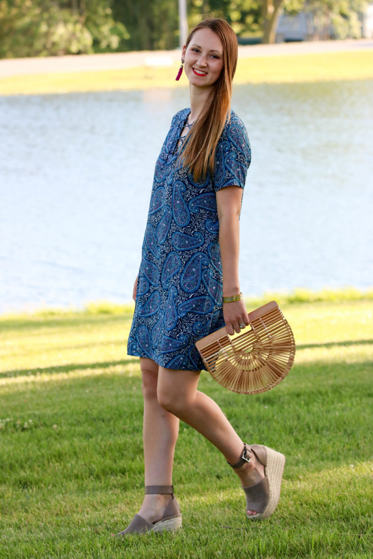 for the love of glitter, Marc Fisher wedges, shift dress, summer style, women's fashion