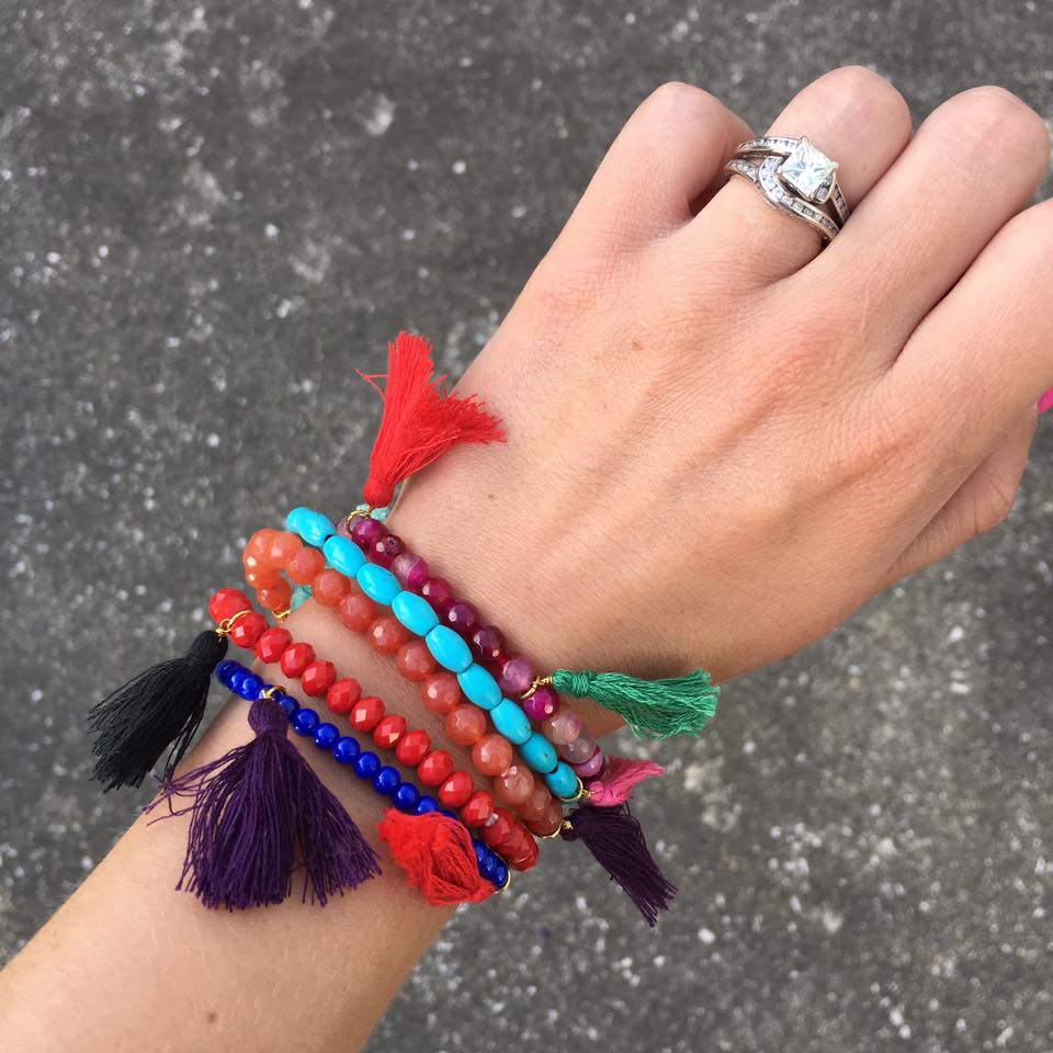 for the love of glitter, tassel bracelets, jewelry