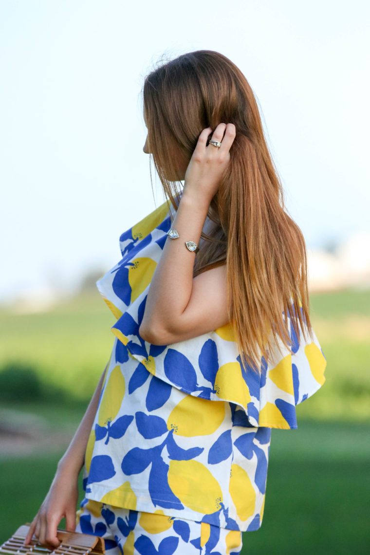 for the love of glitter, lemon top, Loren Hope sarra cuff, summer style