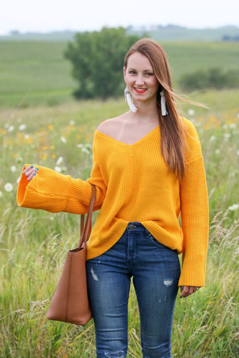 Yellow Bell Sleeve Sweater - For The Love Of Glitter