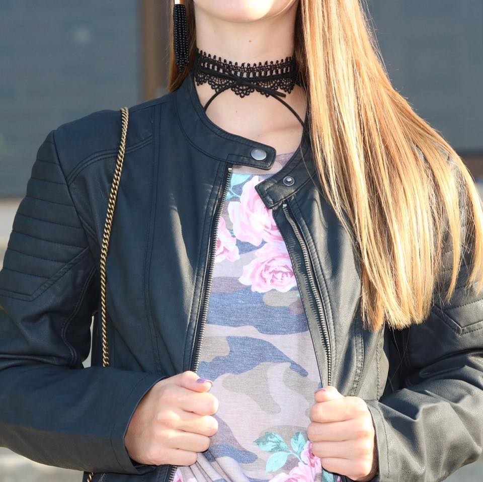 for the love of glitter, black lace choker, black moto jacket