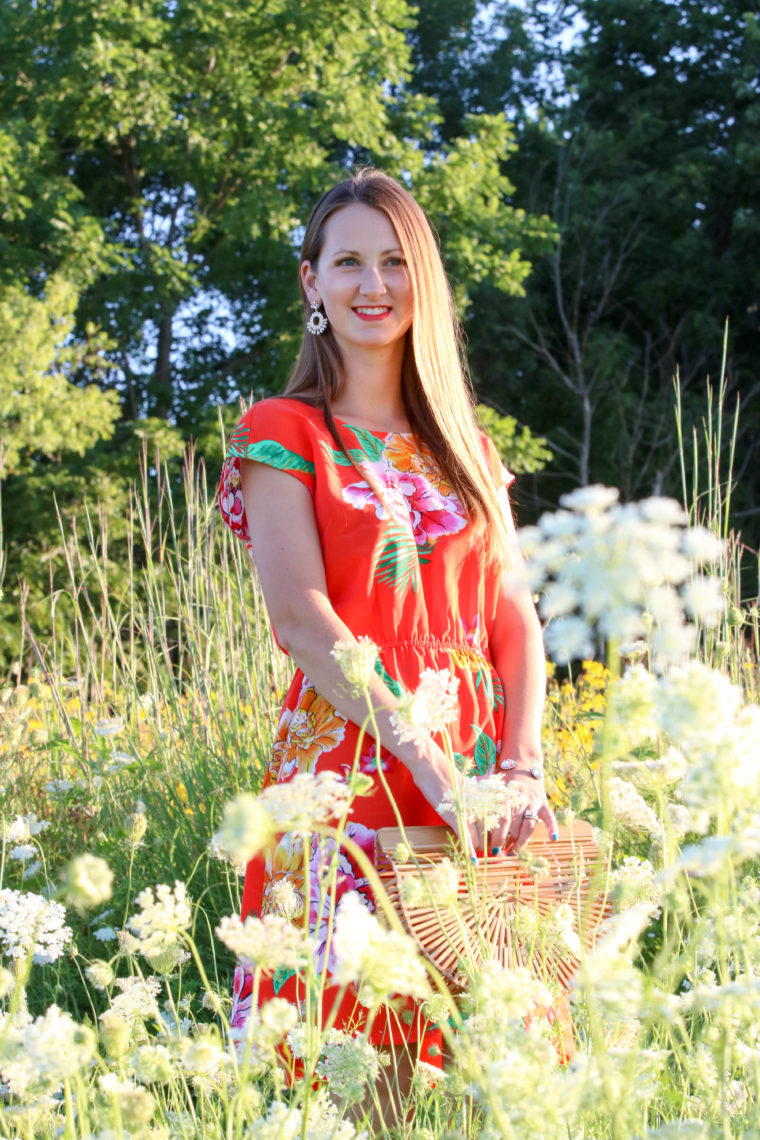 Bright Orange Floral Dress - For The Love Of Glitter