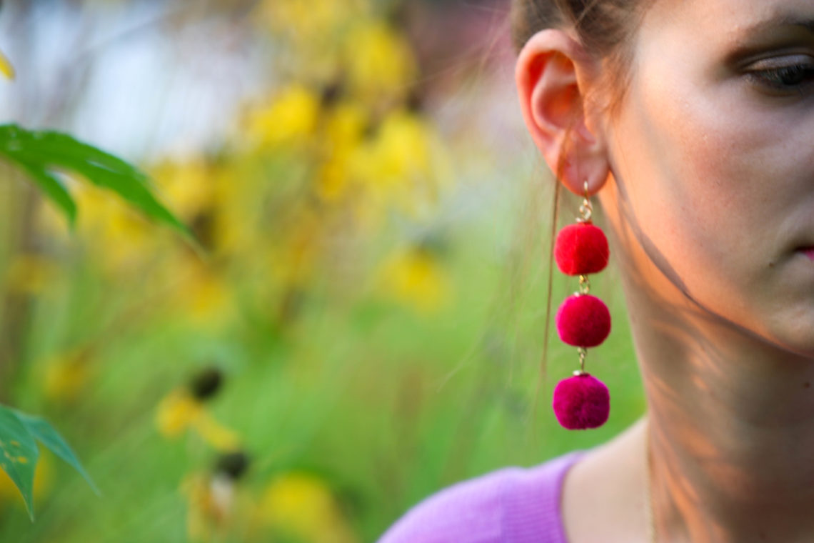for the love of glitter, pom pom earrings