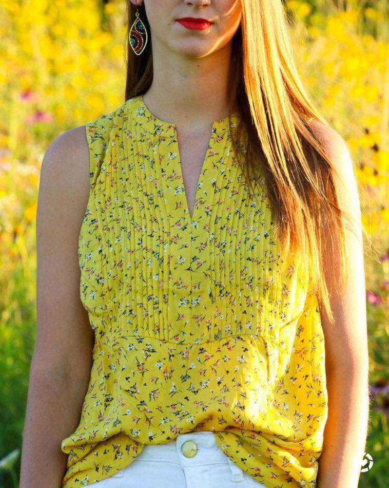 for the love of glitter, yellow floral tank, summer style. women's fashion