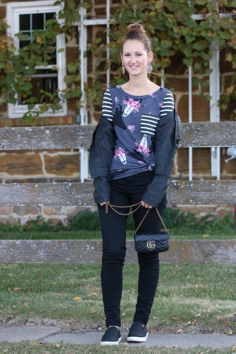for the love of glitter, bull skull tunic, Gucci bag, fall style