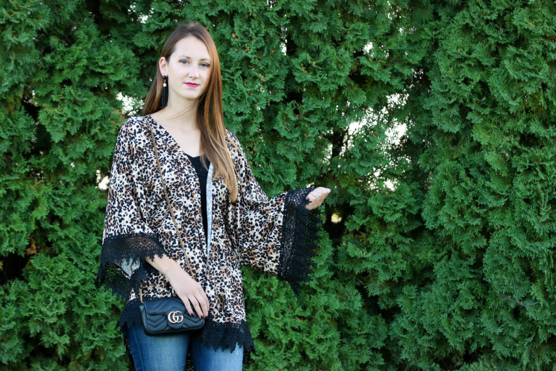 for the love of glitter, leopard kimono, Gucci bag, fall style, women's fashion