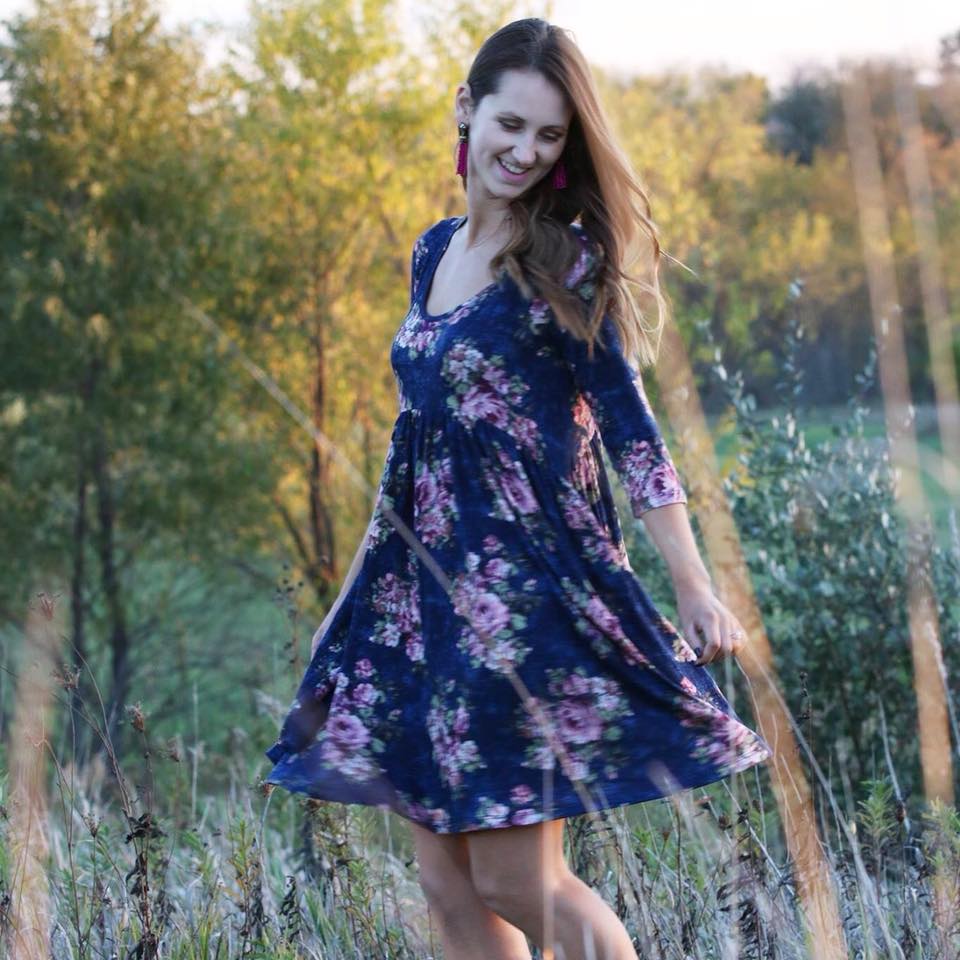 floral dress, swing dress, fall style