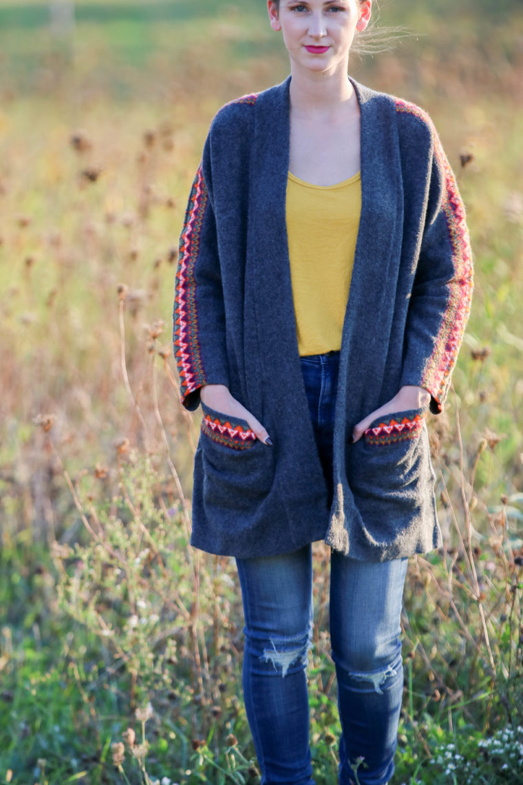 for the love of glitter, dark gray cardigan, jacquard cardigan, fall fashion