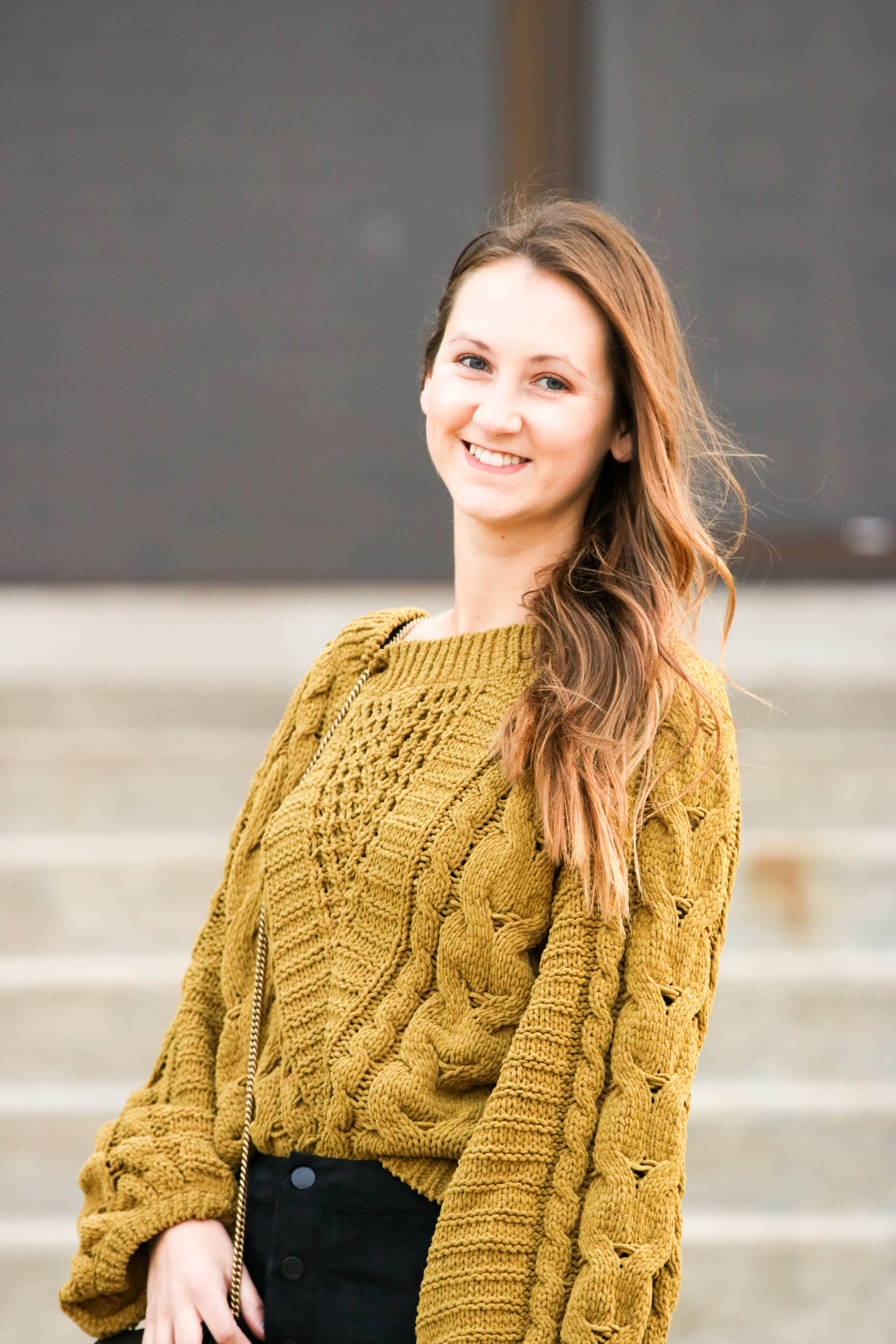 balloon sleeve cable knit sweater
