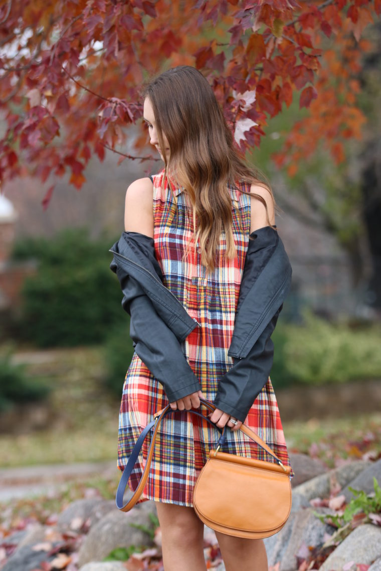 for the love of glitter, orange plaid dress, Thanksgiving outfit, fall style