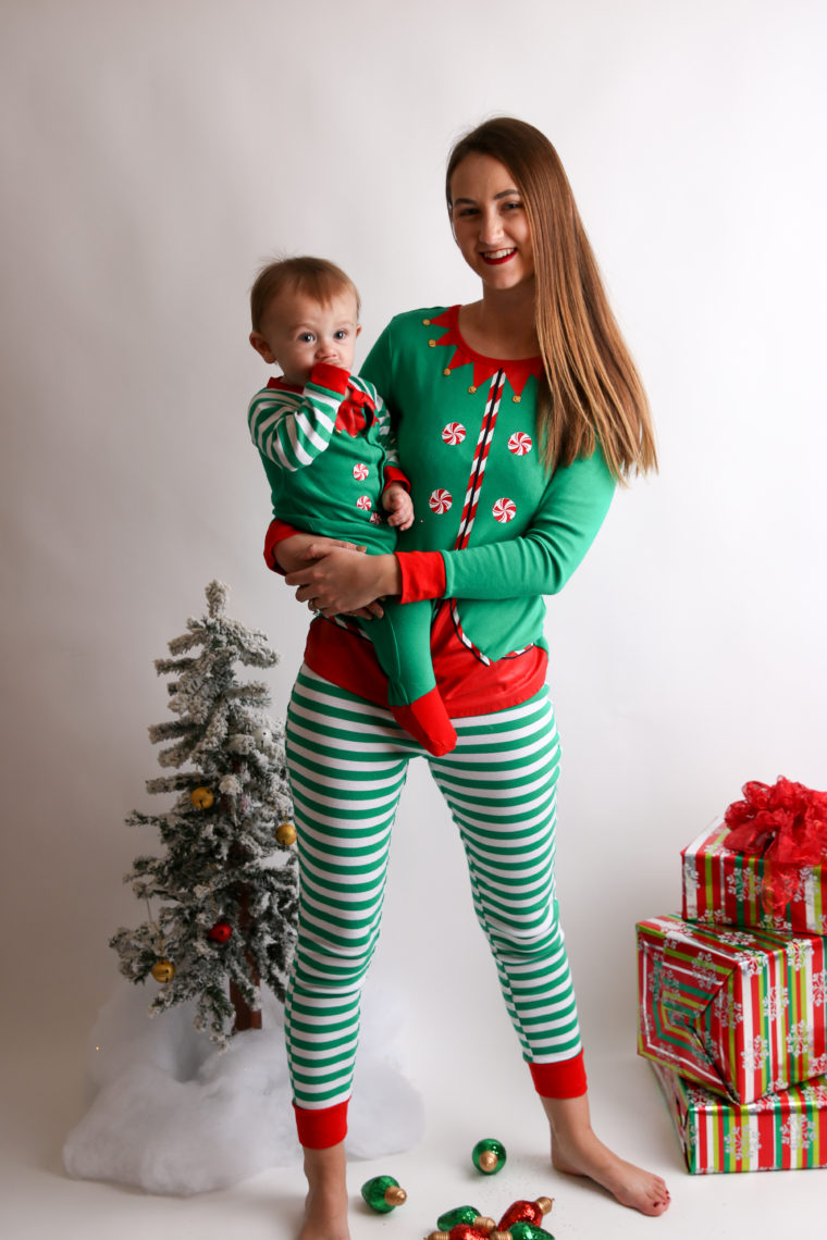 elf pj's, matching pj's, holiday pj's