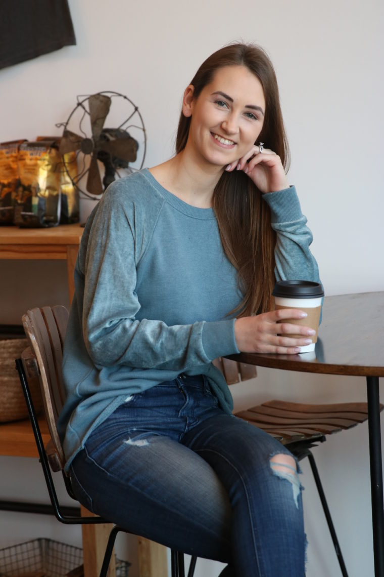 velvet sweatshirt, Brickhouse Coffee Co., coffee shop, for the love of glitter