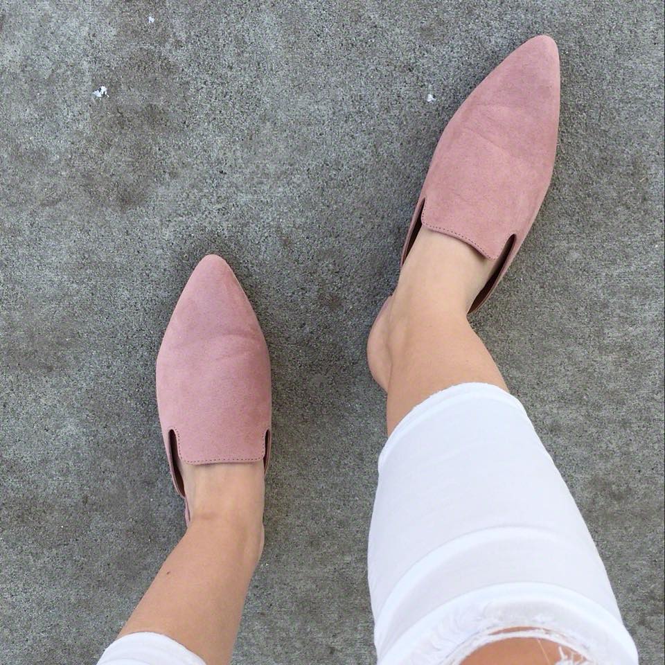 blush mules, spring shoes