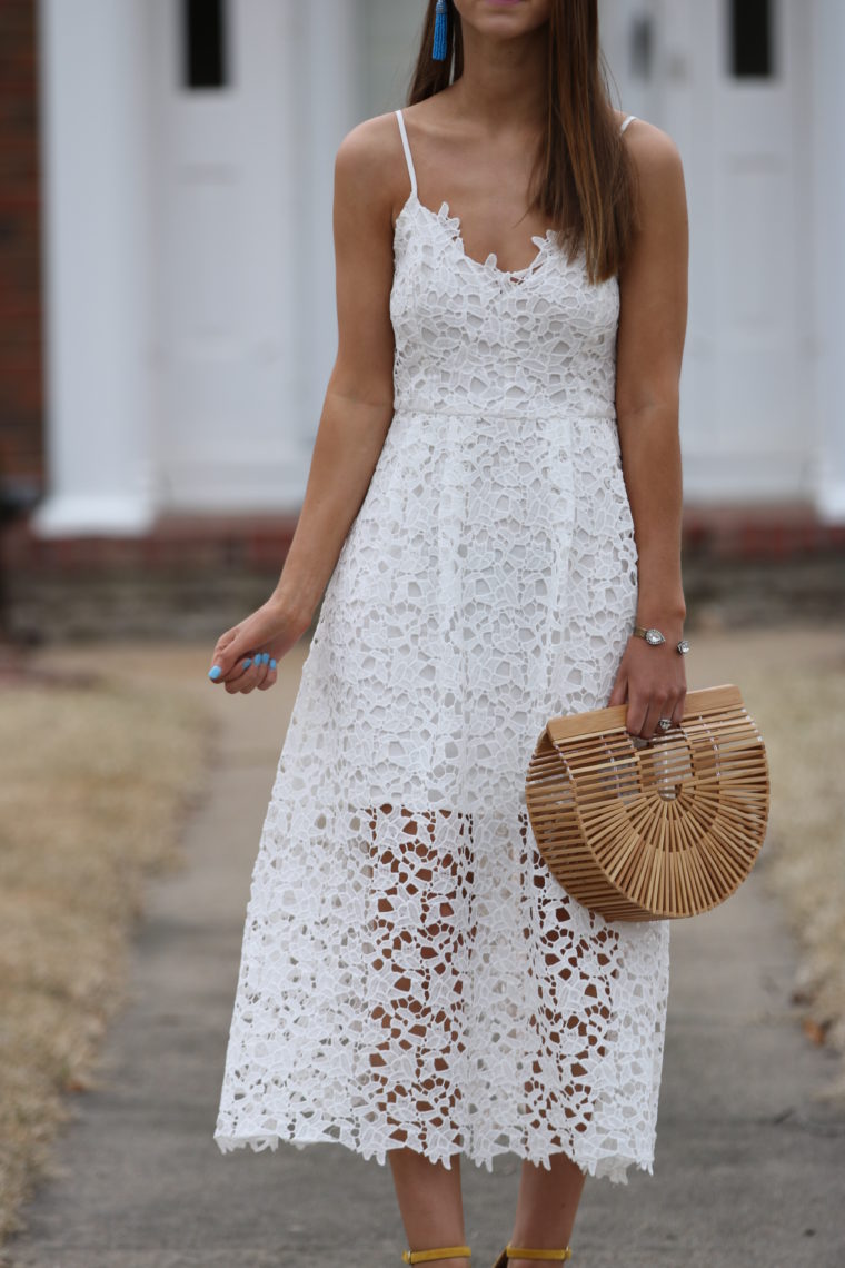 lace midi dress, Cult Gaia bag, Easter dress, spring style