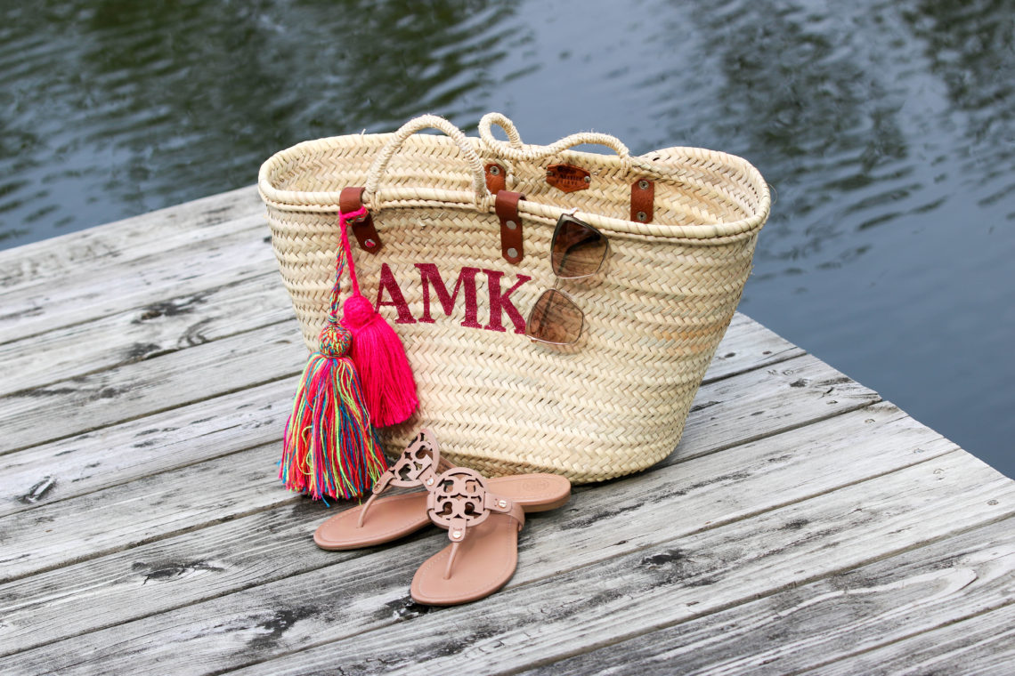 monogram beach tote, Tory Burch Miller sandals