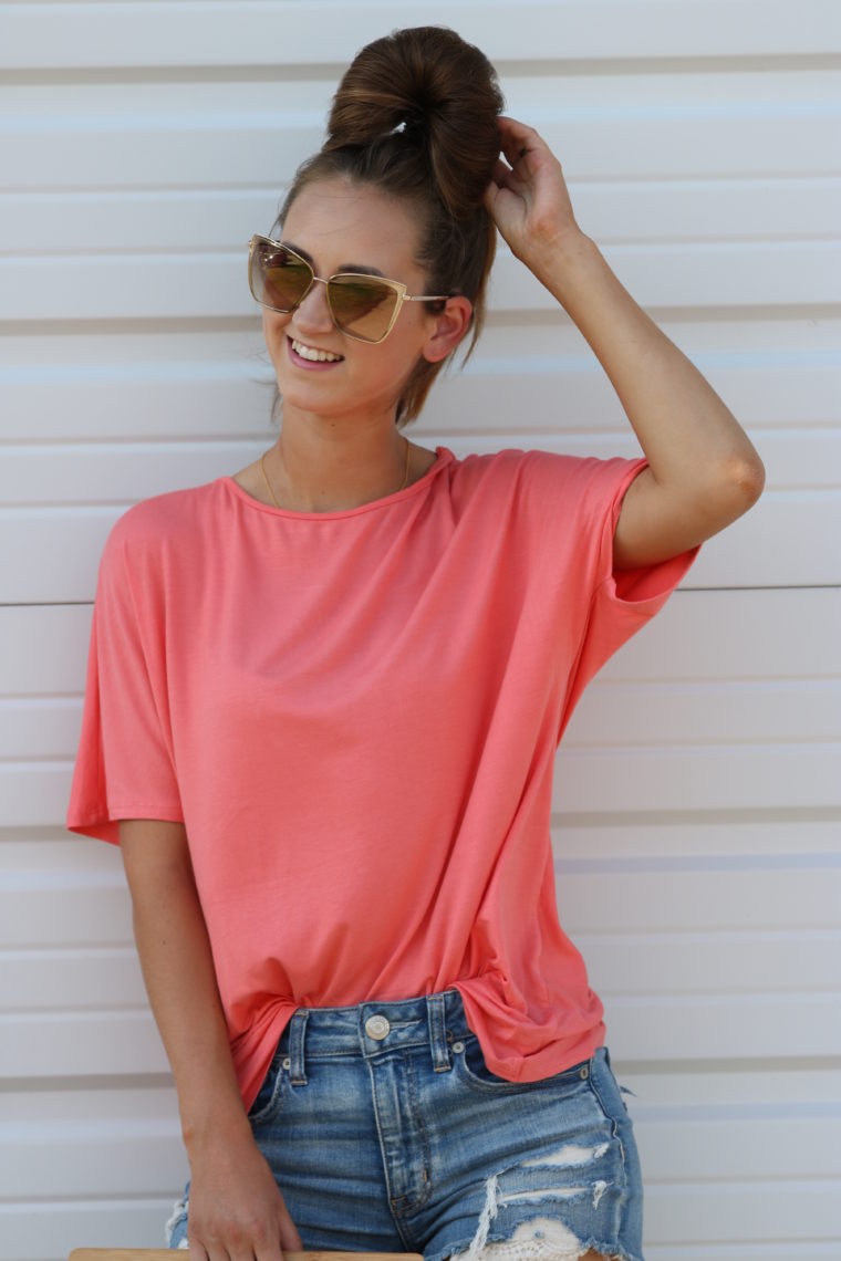 coral top, summer style, for the love of glitter