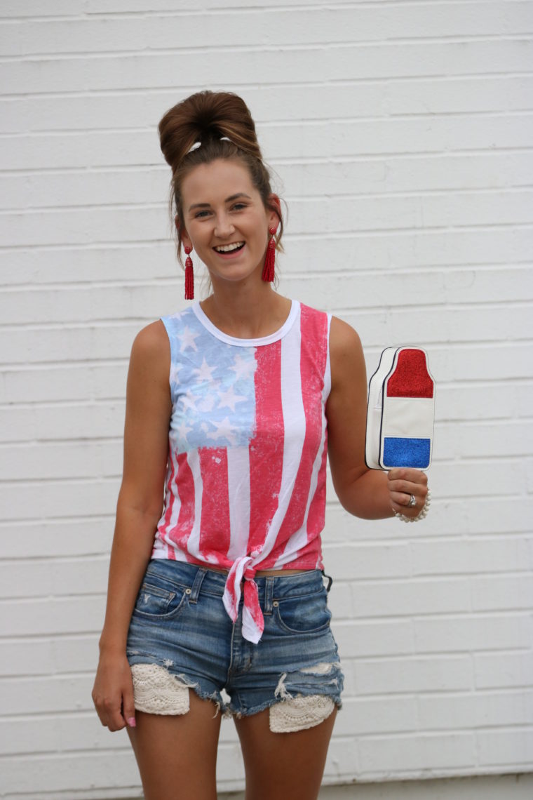 American flag tank, popsicle crossbody, 4th of July style