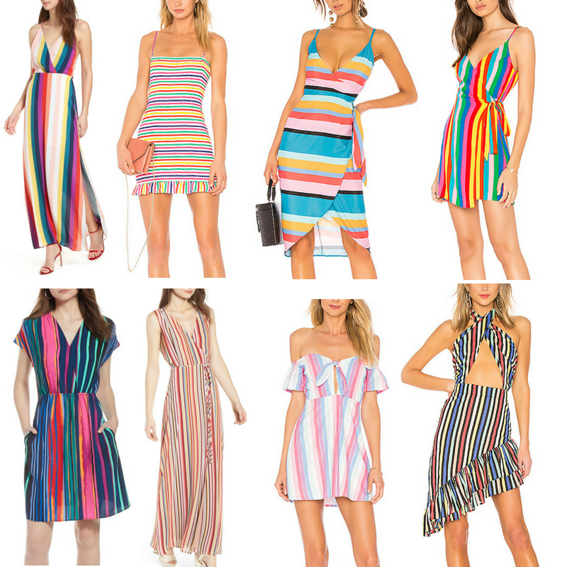 rainbow striped dresses, rainbow dresses, striped dresses