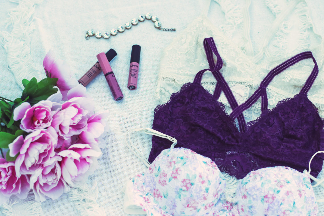 purple lace bralette, floral bra, Candies intimates