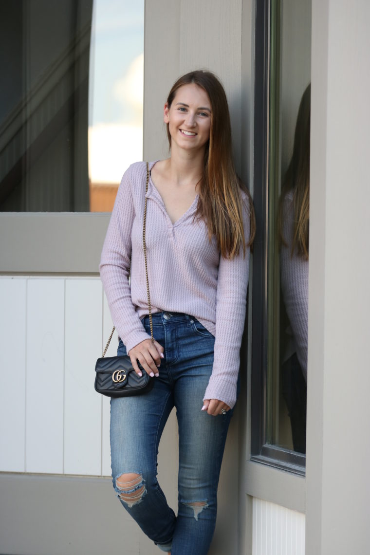 thermal henley, Gucci bag, fall style