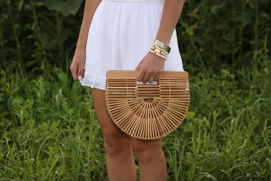 Cult Gaia bag, basket bag, sunflower field