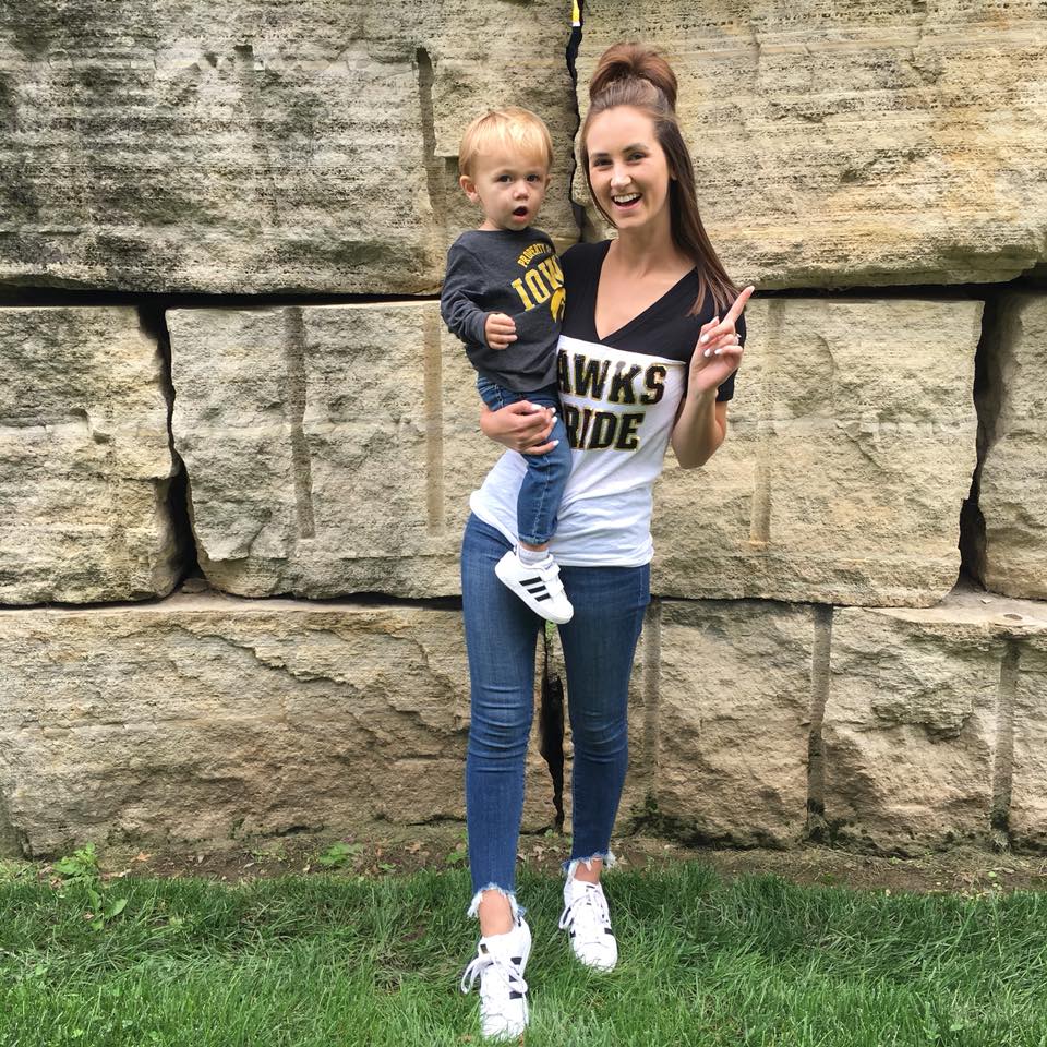 mommy & me style, Iowa Hawkeye shirts, Adidas shoes