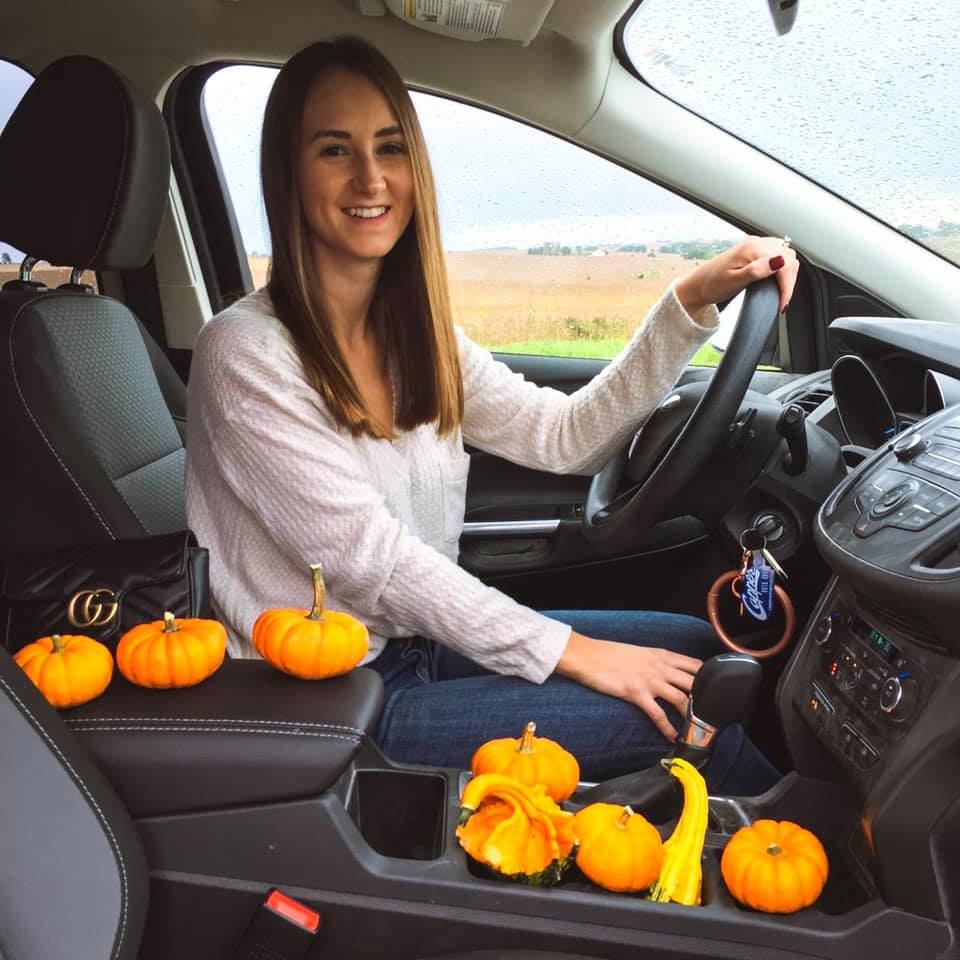 waffle long sleeve, mini pumpkins, fall style