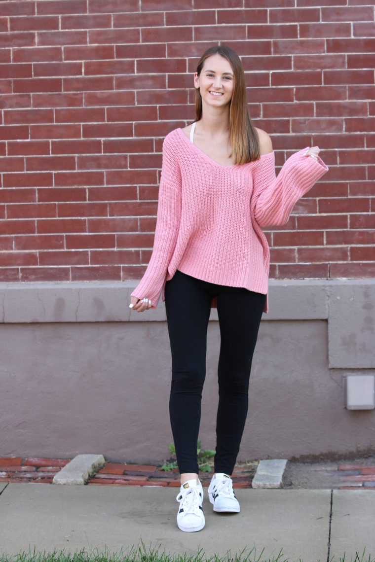 pink sweater, fall style