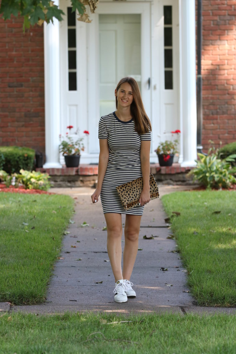 striped dress, comfy style, leopard dress