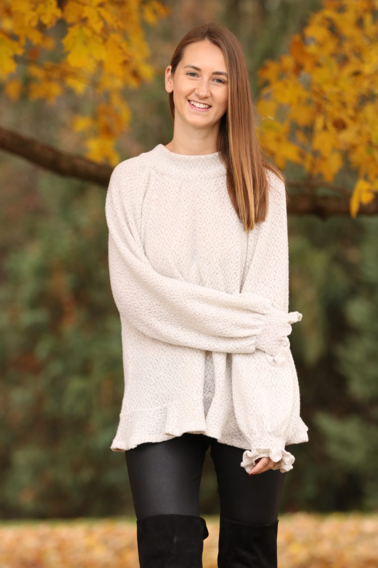 ruffle sweater, soft sweater, fall style