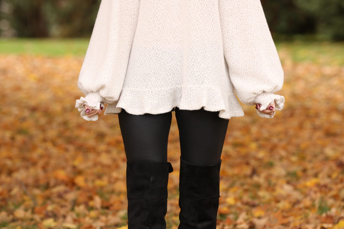 ruffle hem, ruffle sleeves, ruffle sweater