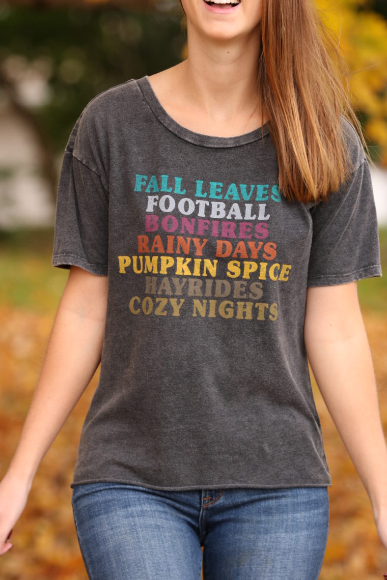 fall favorites, graphic tee, fall style
