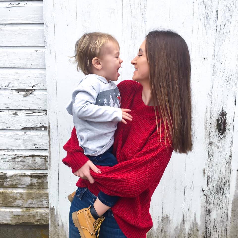 red sweater, mommy & me style 