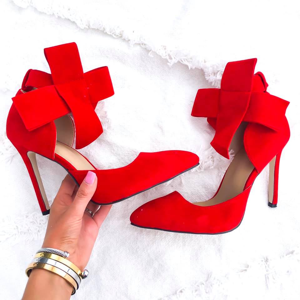 bow heels, red bow heels, bow shoes