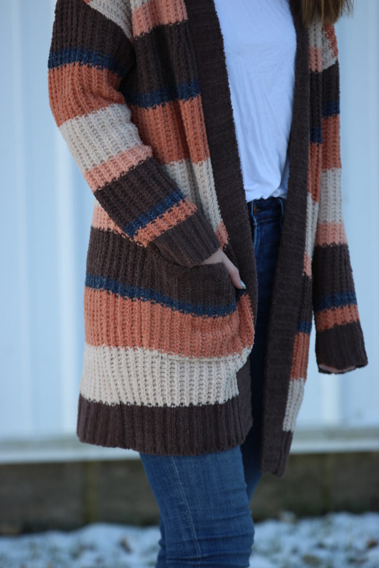 striped cardigan, cardigan with pocket, comfy style