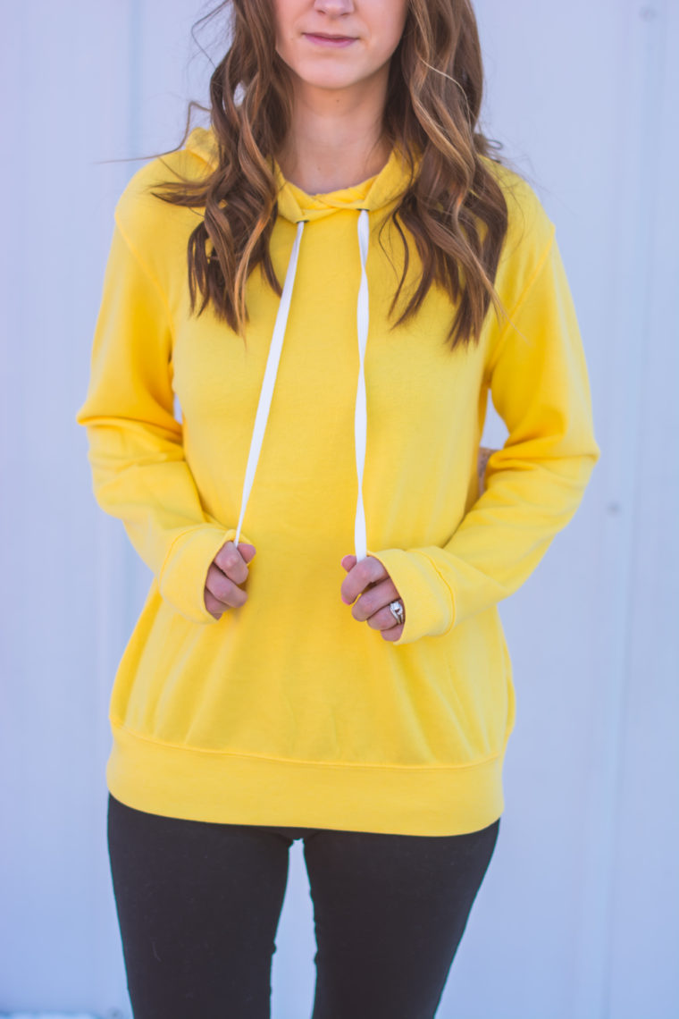 yellow pullover hoodie, yellow hoodie, casual style