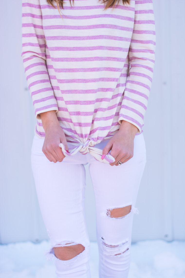 tie front top, stripe top, spring style