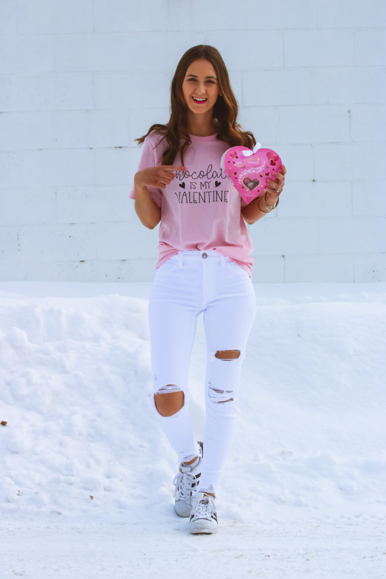 chocolate is my Valentine, Valentine's Day outfit, casual style
