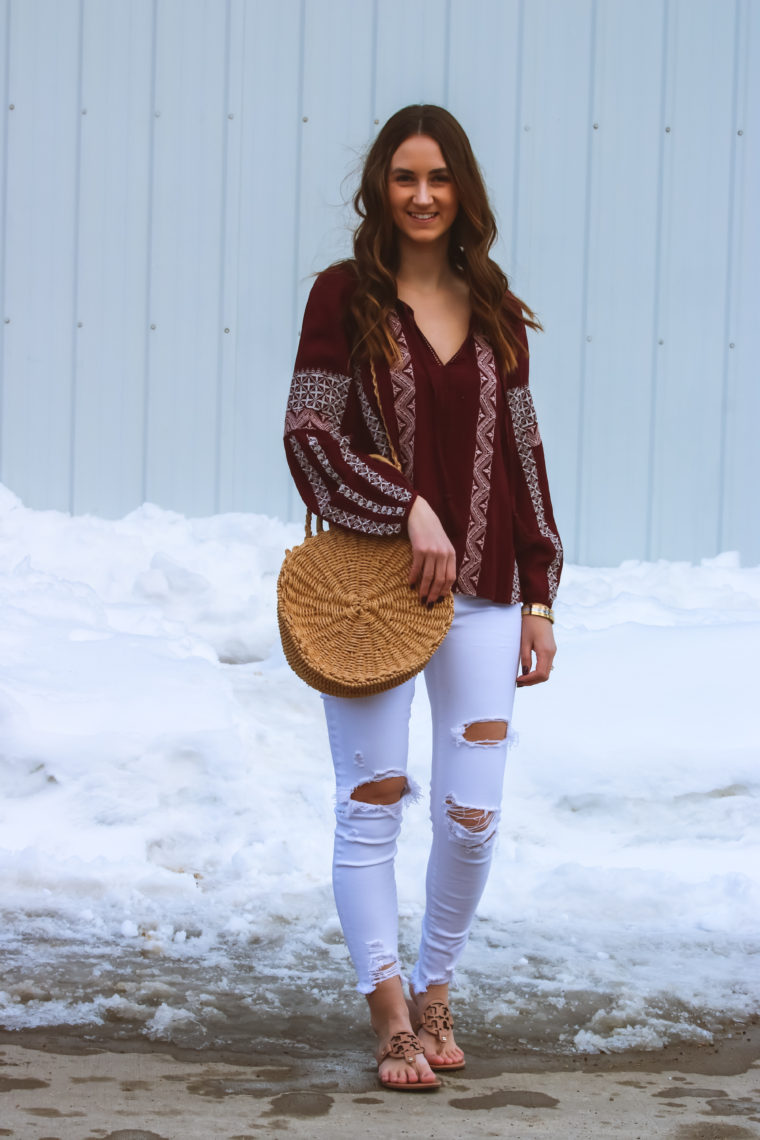 embroidered top, peasant top, spring style