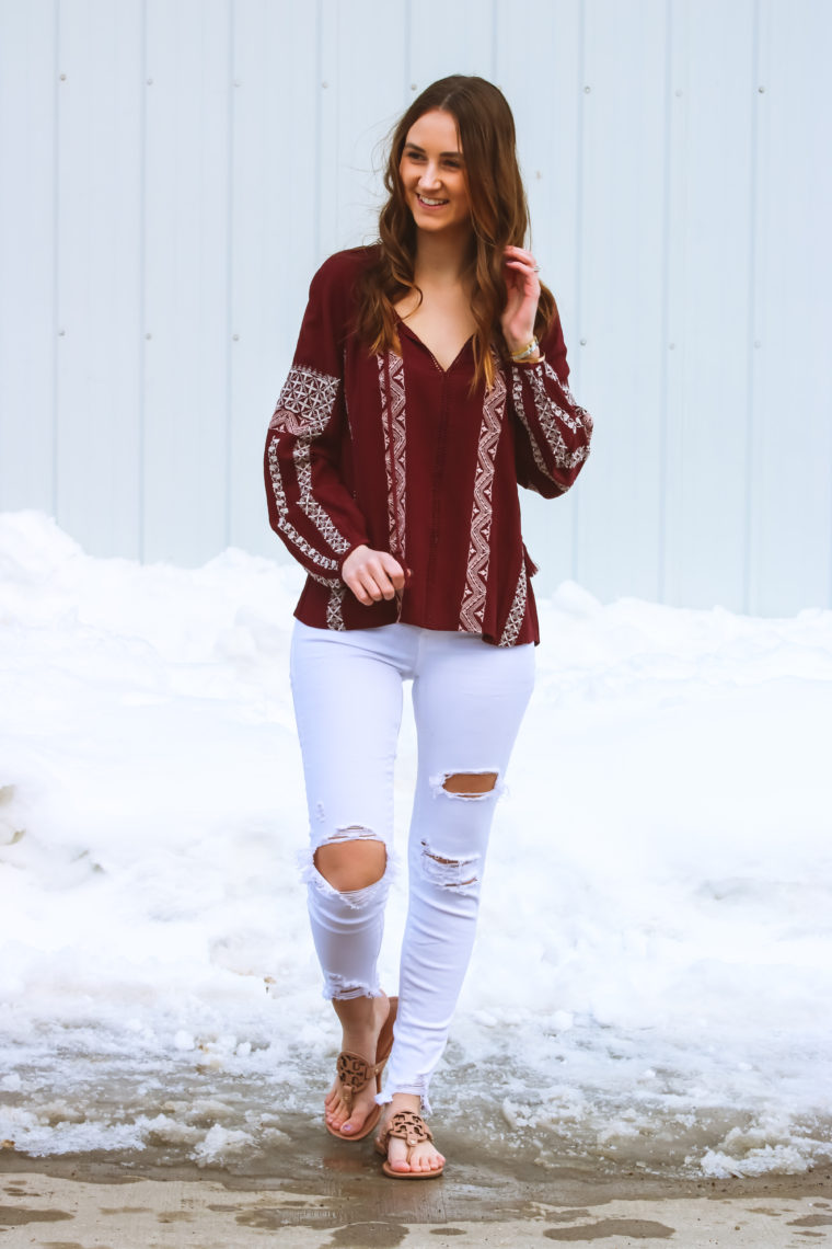 embroidered top, peasant top, spring style