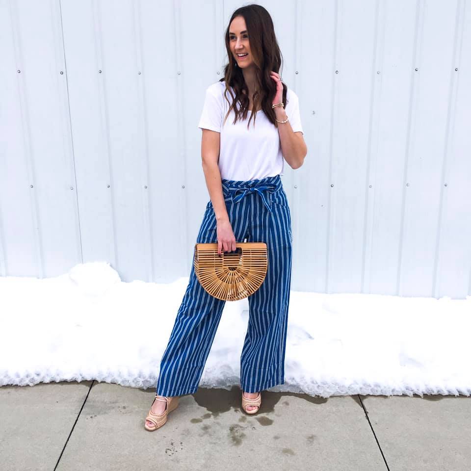 striped palazzo pants, spring style, striped pants