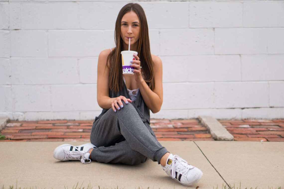 charcoal front jumpsuit, grey jumpsuit, comfy style