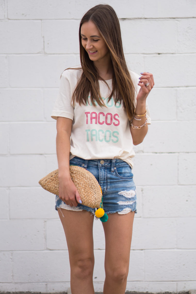 Cinco de Mayo outfit, taco clutch, taco tee