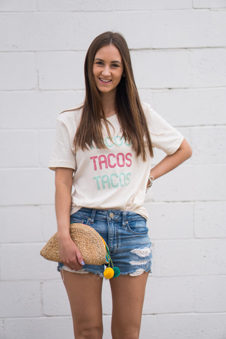 taco tee, taco clutch, Cinco de Mayo outfit