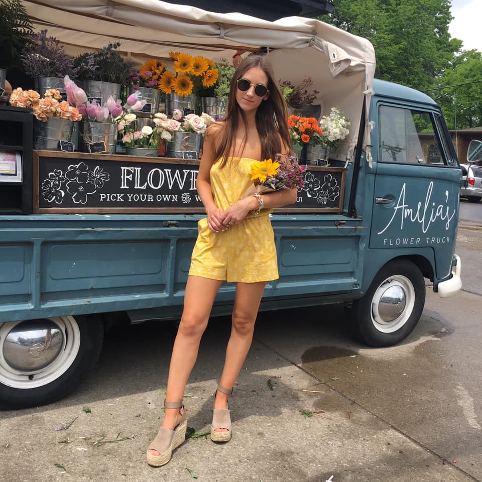 yellow floral romper, Amelia's Flower Truck, Summer style